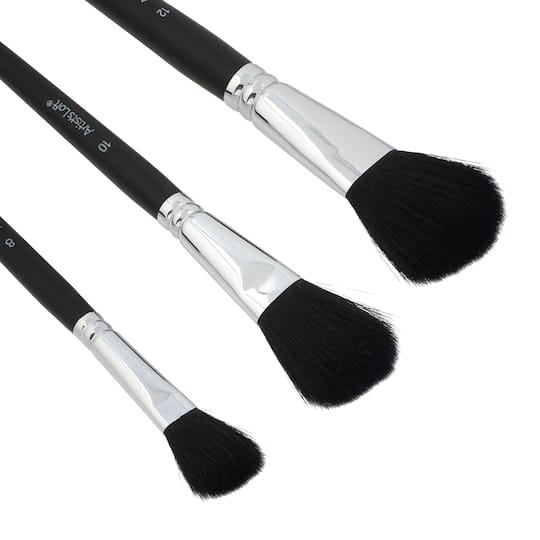 Black Taklon 3 Piece Mixed Media Oval Mop Brush Set by Artist's Loft®